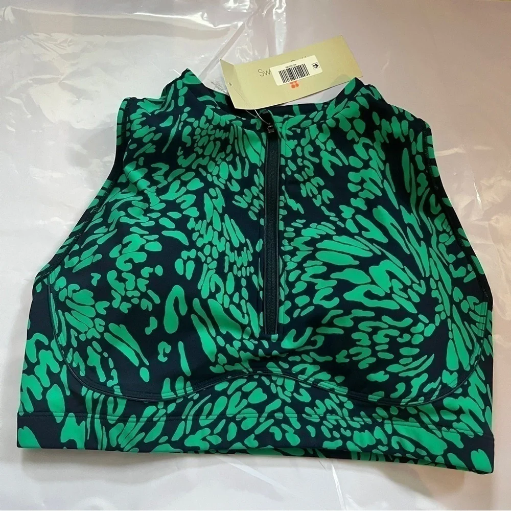 Sweaty Betty Power Contour Zip Bra Green Butterfly Print